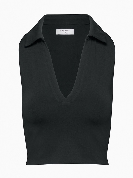 Babaton Tops - Aritzia Babaton Contour Polo Tank Black Sleeveless V-Neck Top Small